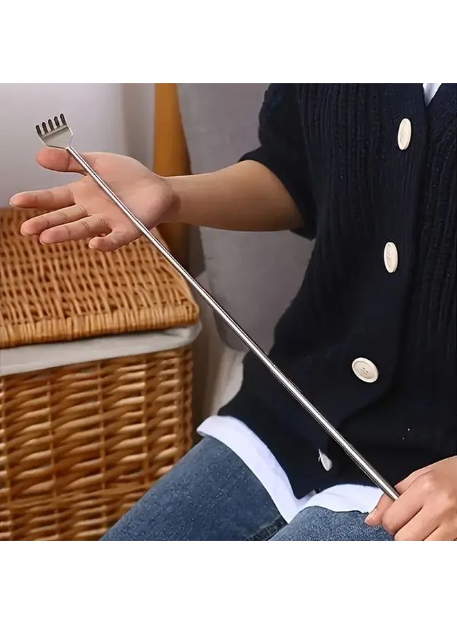 Retractable Back Scratcher Heavy Duty Stainless Steel Extendable With Massager Tip - Image 2